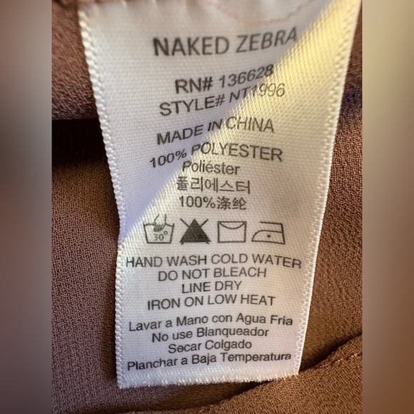 Naked Zebra Dusty Rose backless Short Sleeve Feminine Blouse women's size Small - Picture 6 of 8